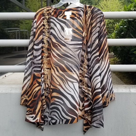 Chico's Zebra Print Sheer Cardigan - Picture 1 of 8